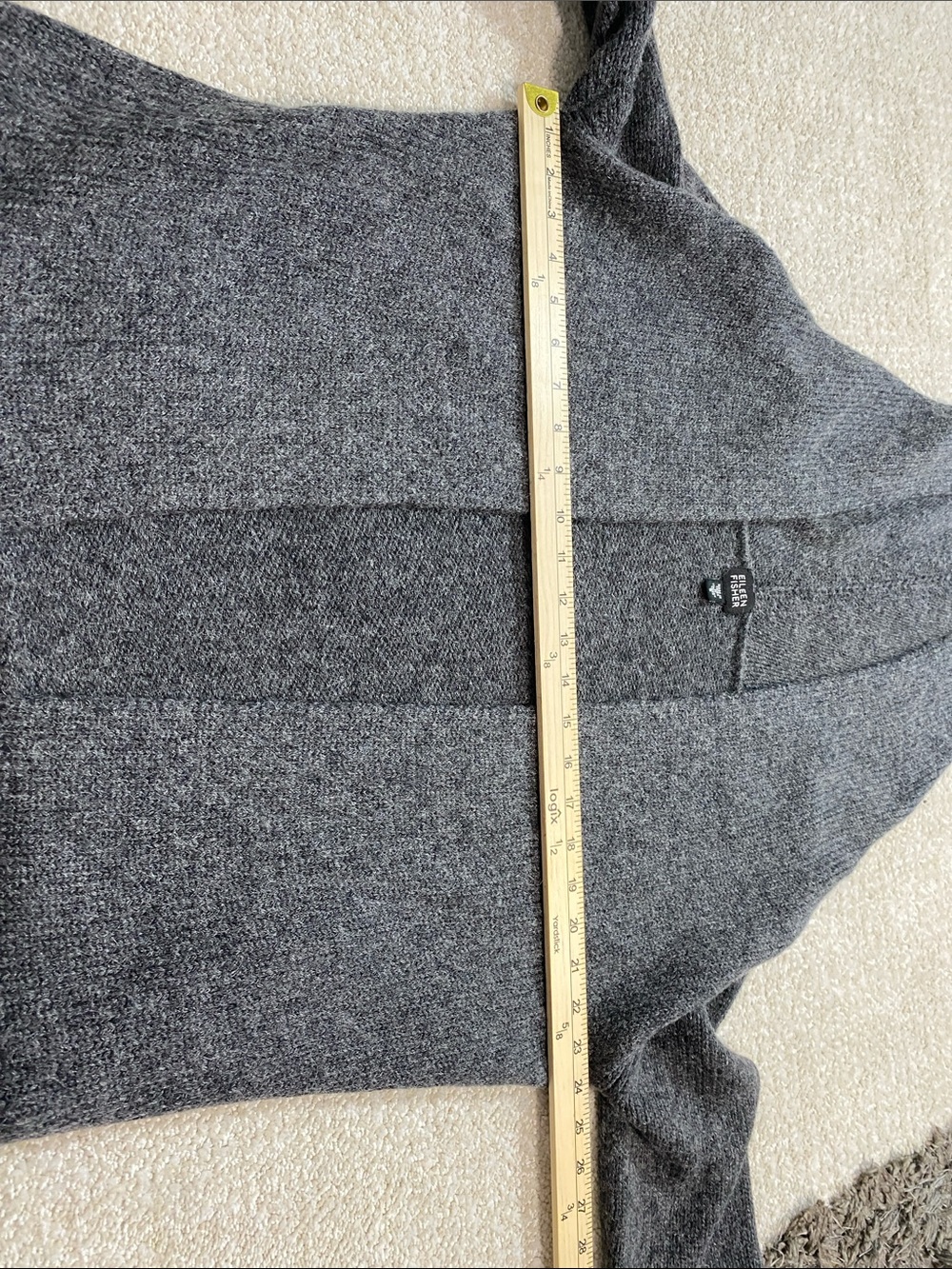 Eileen Fisher Hooded Open-Front Cardigan - Charcoal Gray Size S - Picture 12 of 16